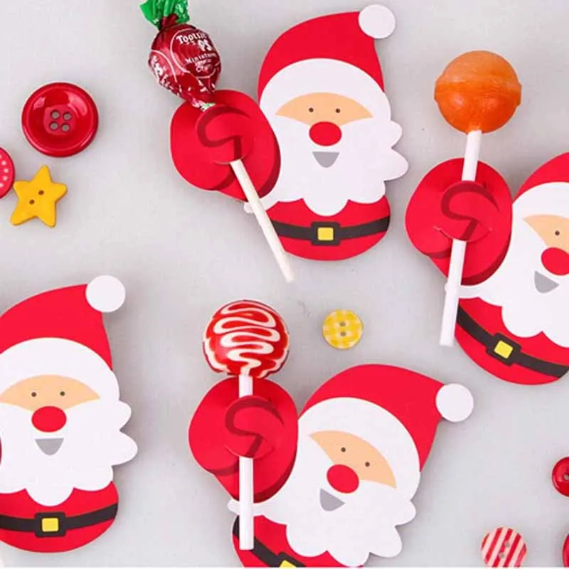 

50pcs Santa Claus snowman rabbit Lollipop card for Christmas new year Birthday baby shower Easter Candy box cupcake Decoration