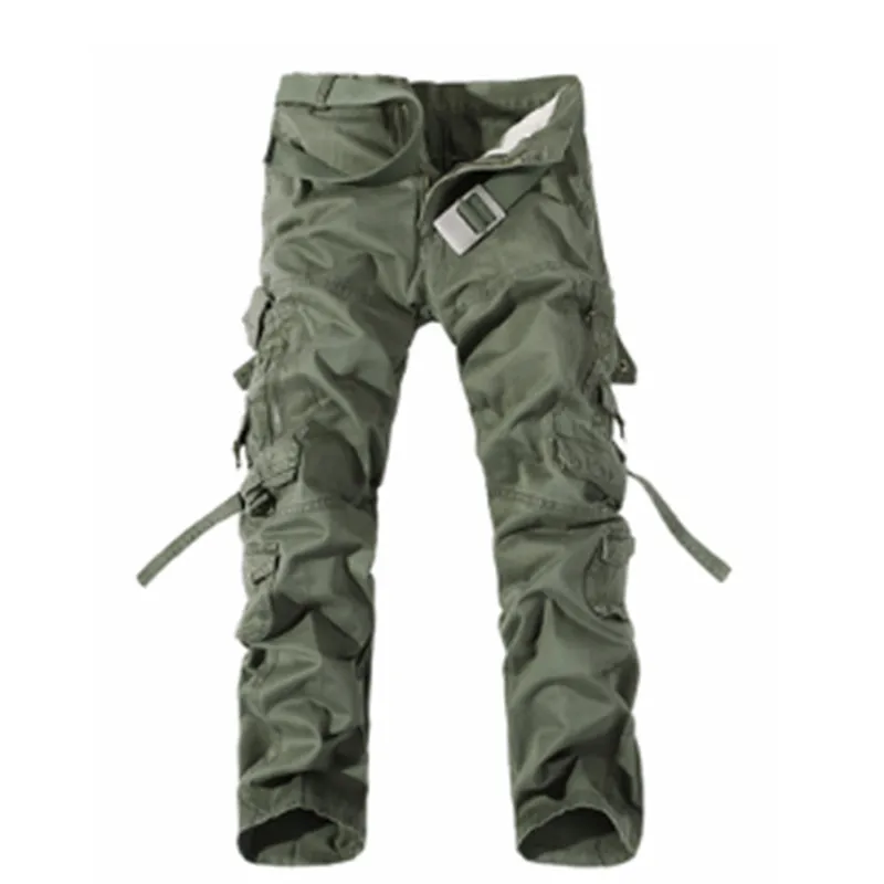 Военные мужские брюки карго армейский зеленый мульти большие карманы мужские s повседневные брюки легко мыть мужские осенние армейские брюки размера плюс 28-42 - Цвет: Армейский зеленый