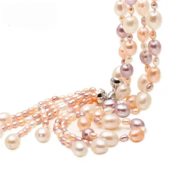 

PEISENI 100% natural freshwater pearl long necklace Multilayer Pearl Tassel Pearl Jewelry For Women wedding jewelry