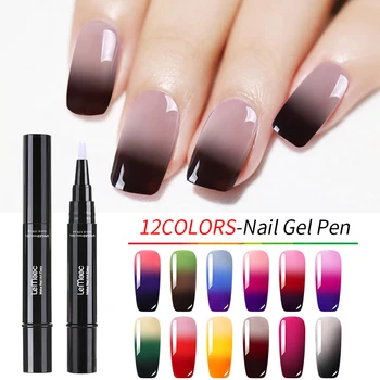 

LEMOOC 3 in 1 Thermal Color Changing Gel Nail Varnish Pen 5ml Thermal Vernis Semi Permanant UV Nail Art Gel Polish Pen Gel Paint