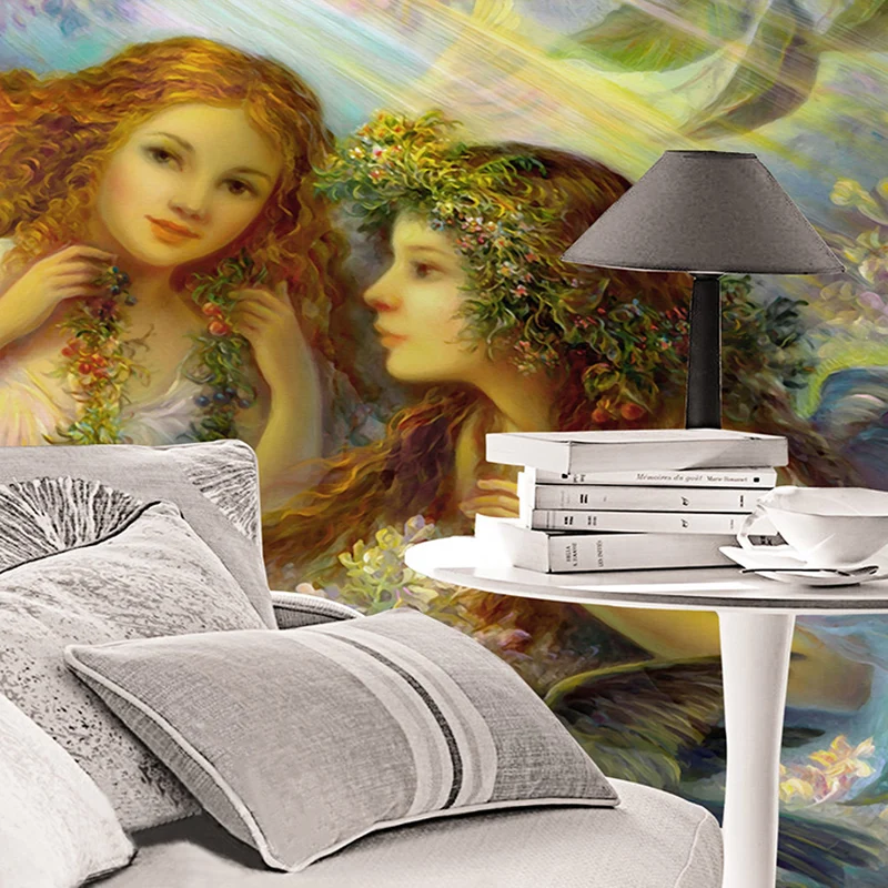 Европейский стиль фантазия Ангел картина маслом настенная бумага Гостиная ТВ диван фон обои для стен 3D Papel де Parede