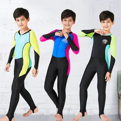Быстрое высыхание эластичные Гидромайки Дети Мальчики Девочки купальники полный костюмы Один шт дети купальники водолазные костюмы