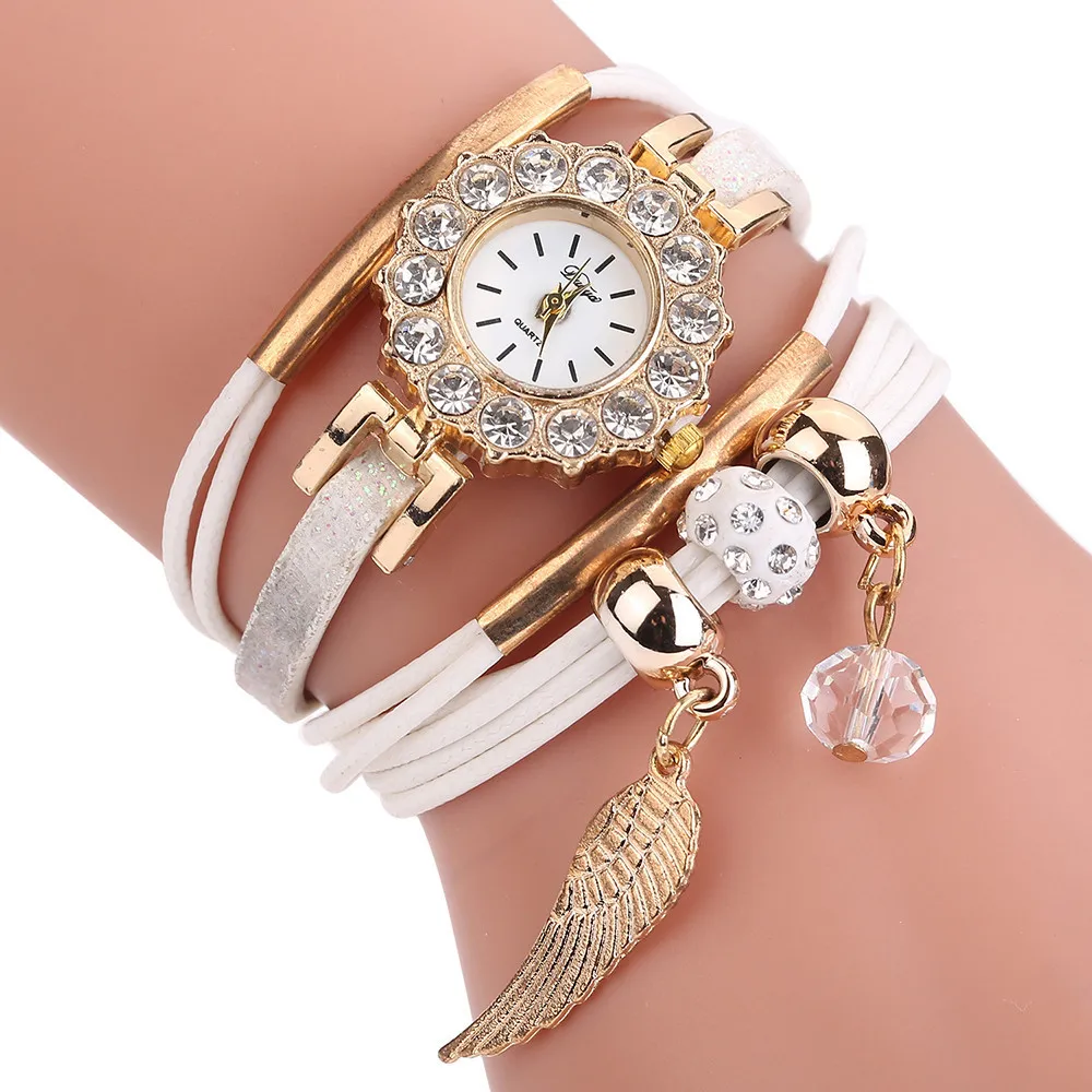 GEMIXI Women Watches Popular Quartz Watch Luxury Leather Band Bracelet Flower Gemstone Wristwatch dropship | Наручные часы