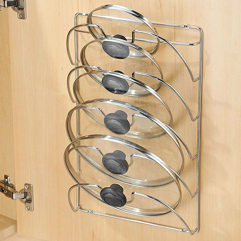 Pan Lid Storage Rack Wall Mount Pot Cover Organizer Holder Kitchen