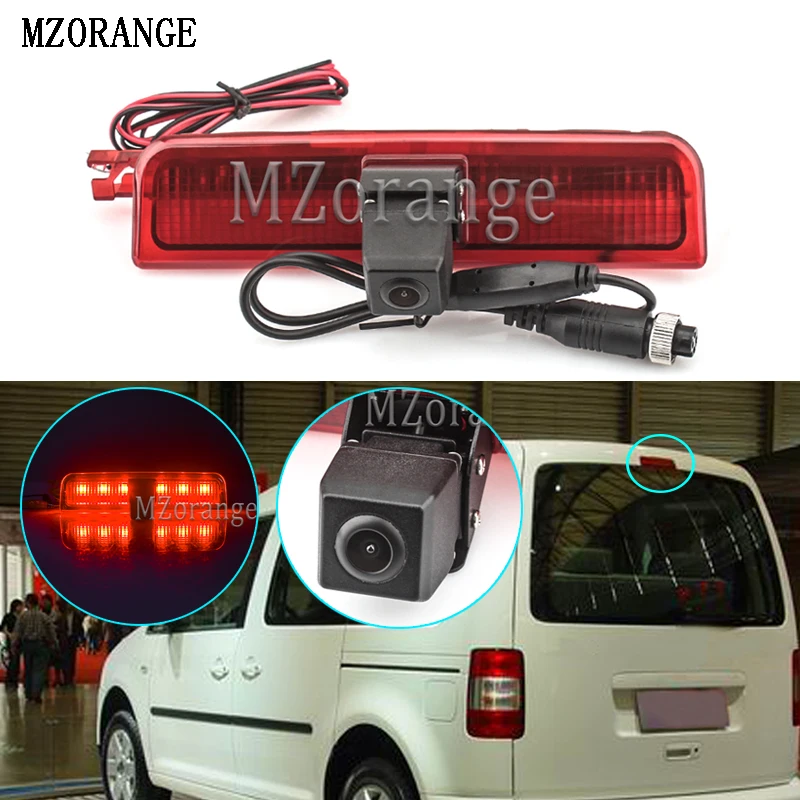 MZORANGE Third Brake Light Backup Camera With Built-in LED Bar for Volkswagen For VW caddy 2003-2015 Rear View Reverse Camera