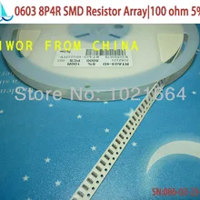 1000 шт./лот)(SMD массив резисторы | 0603) 0603 8P4R 100 Ом толстая пленка резисторная матрица, 5% 1/10 Вт, сетевой резистор