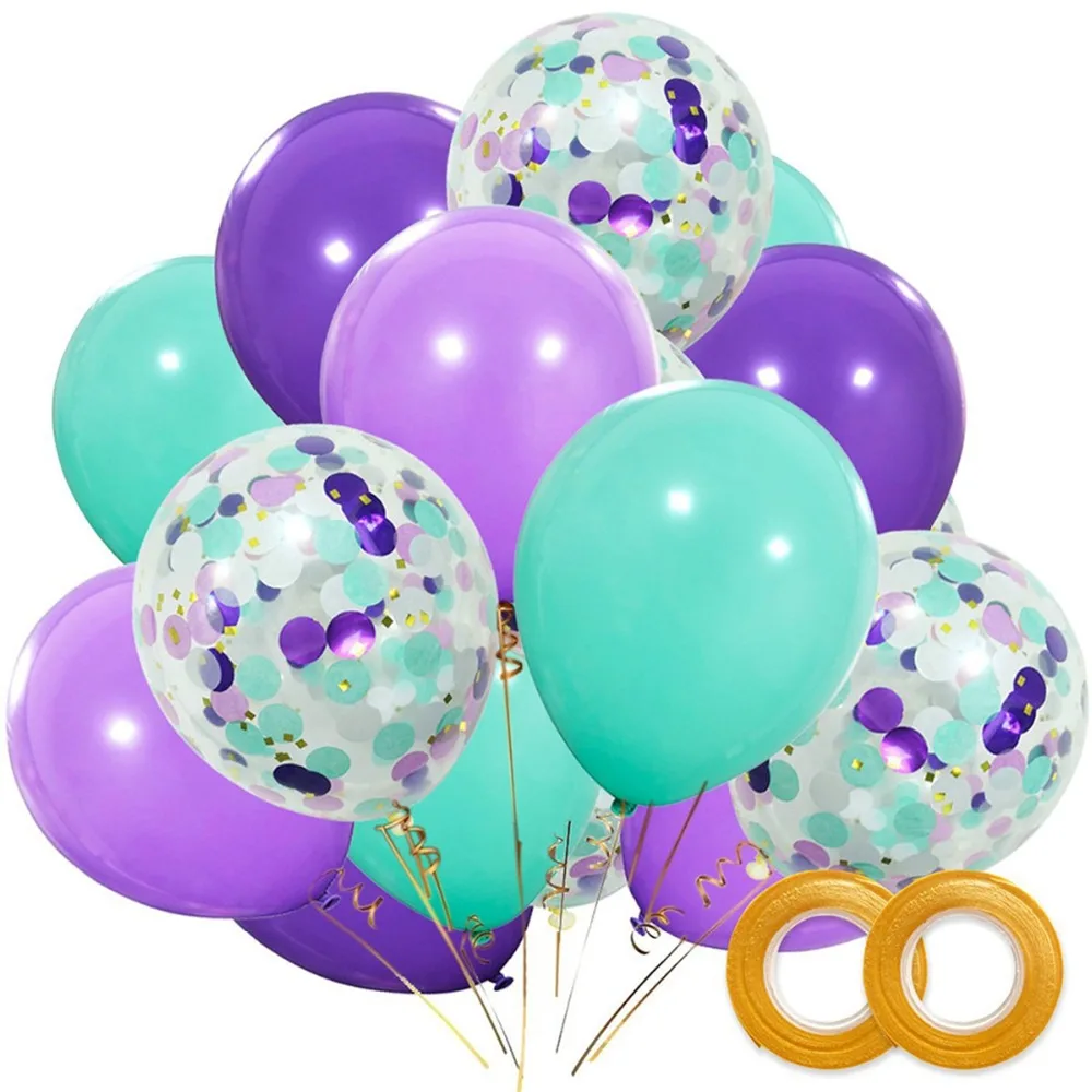 Taoup, 40 шт., с днем рождения, маленькая Русалочка, воздушные шары, круглые шары, аксессуары, Русалка, латексные шары, конфетти, Русалка, вечерние