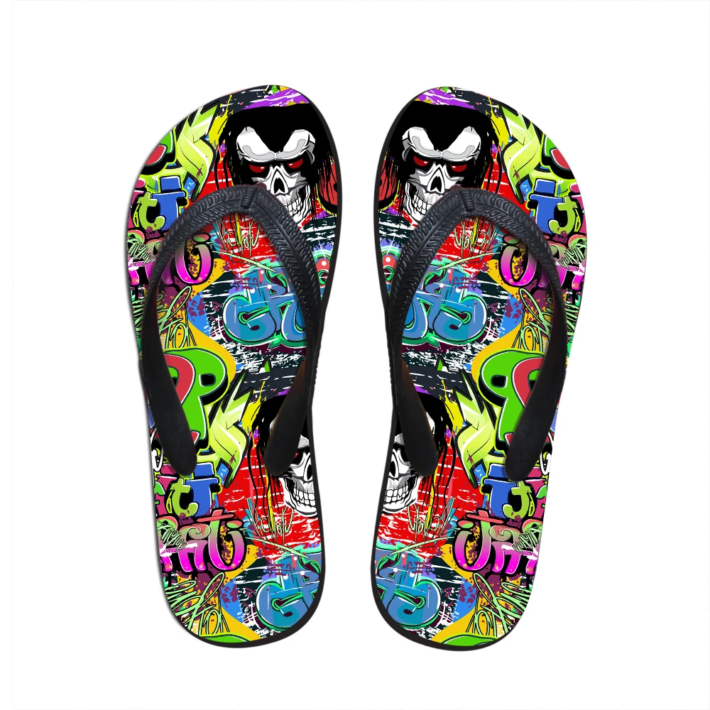 Женские сандалии с принтом граффити коллекция 2017 года летние пляжные вьетнамки