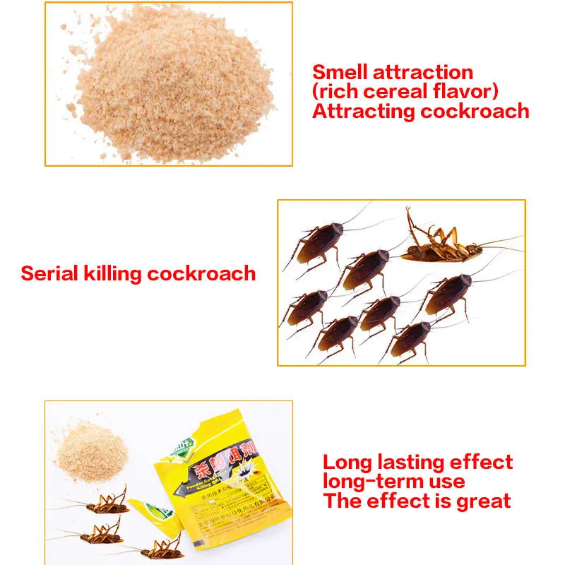 200 пакетов для борьбы с вредителями для тараканов, убийца тараканов, сильнодействующий эффективный порошок для вредителей, приманка для уничтожения тараканов, Отпугиватель инсектицидов