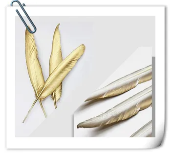 

New !100pcs/lot 10-15cm/4-6'' single Side Golden/White Goose Feather small Craft Feathers for Weding/party/ stage Decorations