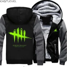 Hot Game Dead by Daylight Luminous Mens Hoodies Zipper Sweatshirt Jacket Winter Warmth Fleece Thicken Jacket Coat Plus Size 6XL