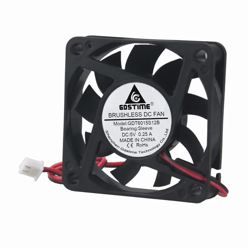 100 шт Gdstime 6015 60 мм 6 см DC 5V 2Pin кулер осевой охлаждающий вентилятор