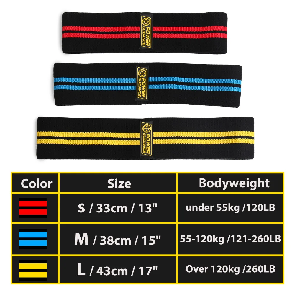 POWER GUIDANCE Cotton Hip  Resistance Bands Set Booty Exercise Elastic Bands For Fitness Workout Hips & Glutes 