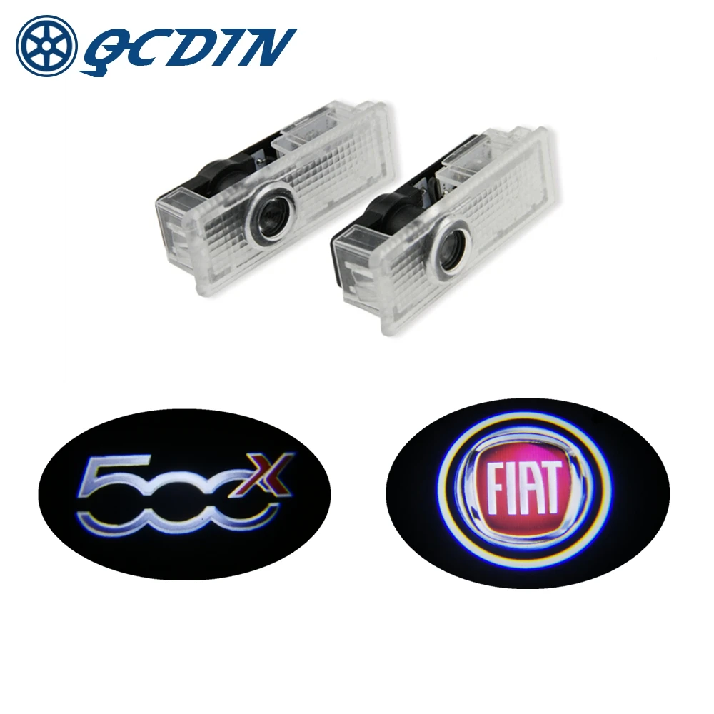 

QCDIN 2pcs for FIAT PUNTO LED Car Welcome Light Door Logo Projector Puddle Light Ghost Shadow Lamp for FIAT 500X PUNTO