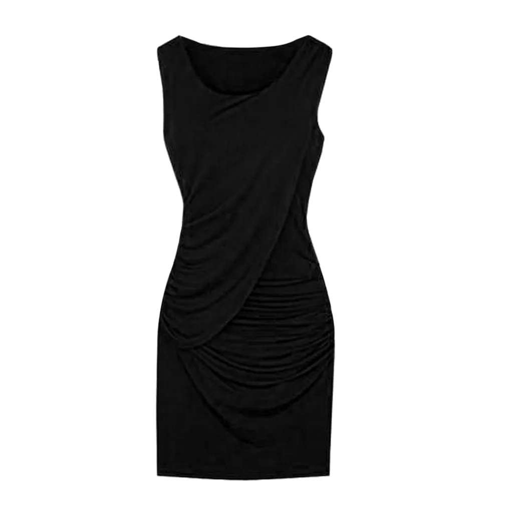 

Summer Black Sexy Party Dress Women Solid Vintage Bandage Dresses Woman Party Night Pleated Bodycon Dress Women Clothes 2019