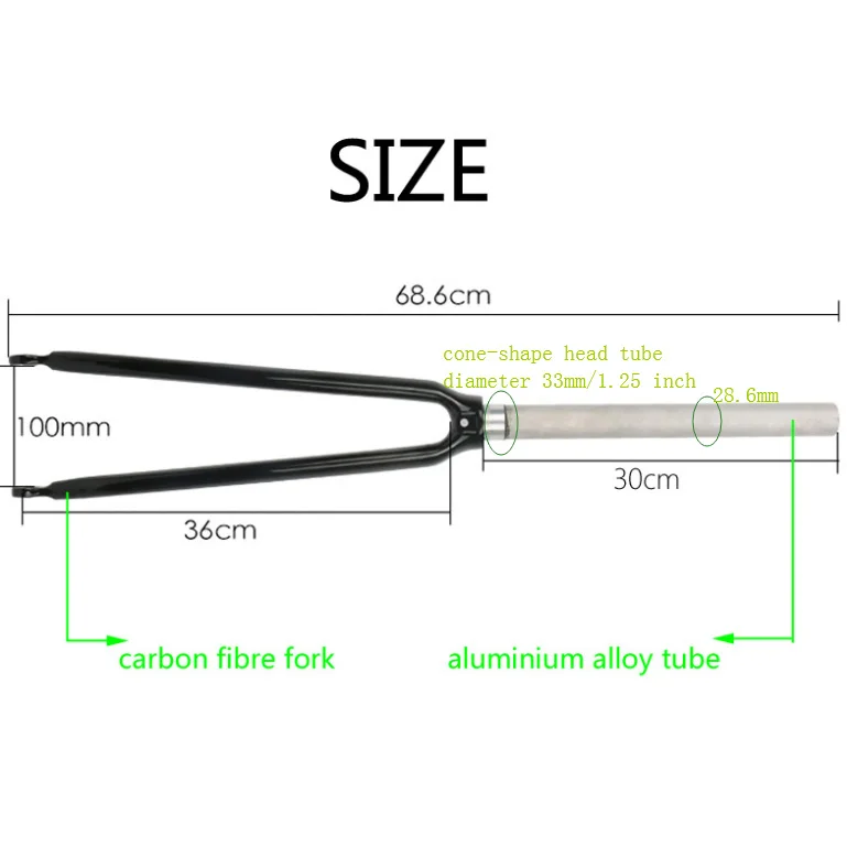 700C передняя вилка из углеродного волокна для шоссейного велосипеда с фиксированной передачей, Велосипедная вилка из углеродного сплава с конической головкой