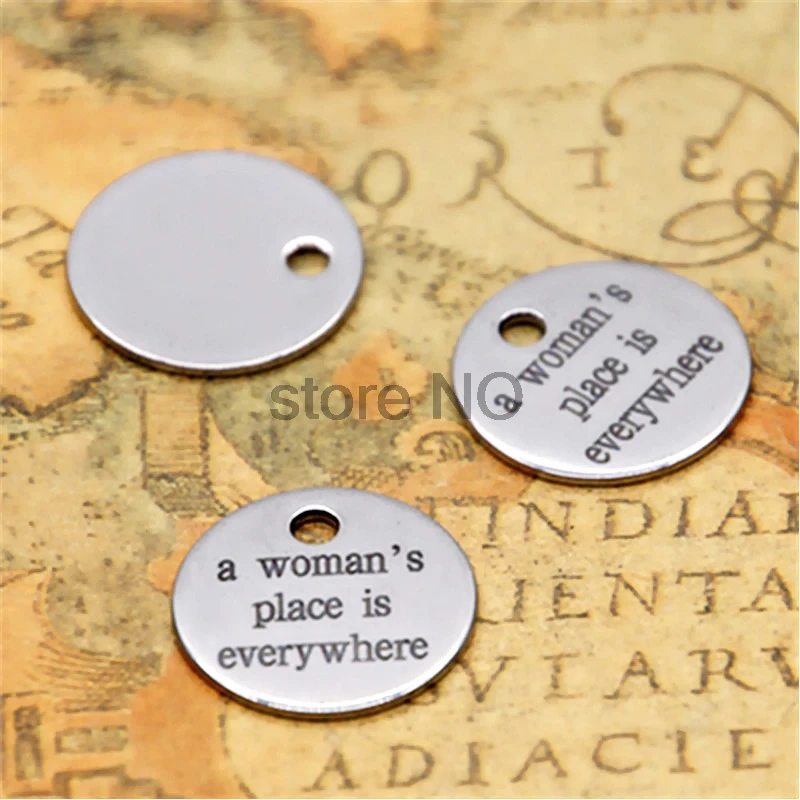 10pcs a women's place is everywhere charm silver tone message pendant 20mm | Украшения и аксессуары