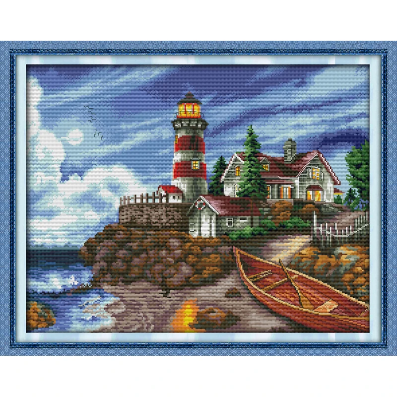

Everlasting love Christmas The seaside lighthouse(3) Ecological cotton Cross Stitch 11CT and 14CT Printed New store sales