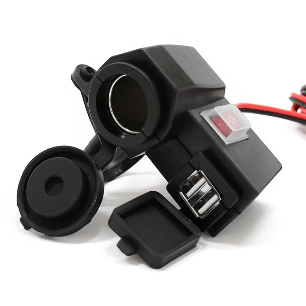 HBX4 12V~ 24V водонепроницаемый двойной USB зарядное устройство для мотоцикла пылезащитное умное зарядное устройство с прикуривателем и кнопкой переключения