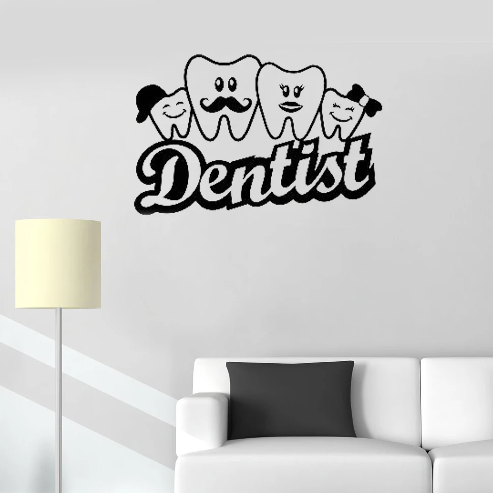 Vinyl Art Dentist Teeth Family Wall Sticker Dental Office Clinic