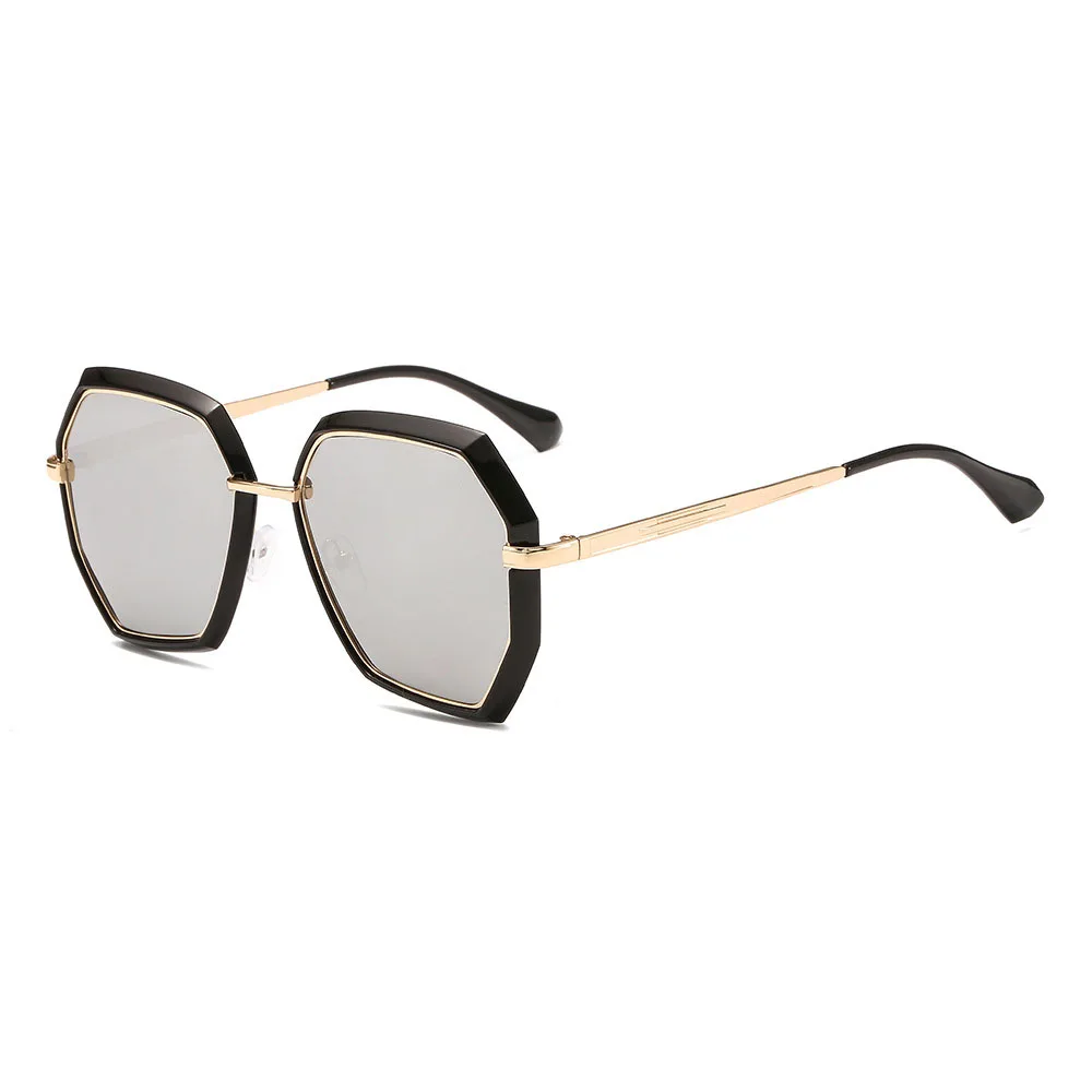 LOPERT irregular Sunglasses Women Glasses Gradient ocean sheet metal Sun Glasses Lady Female Oculos De Sol Feminino UV400 - Цвет линз: Black  Silver