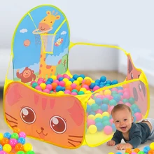 Мультфильм Животные складные детские игры пул Портативный Игрушка палатки стрелять в баскетбол шестиугольник розовый детский манеж шариками открытый p322
