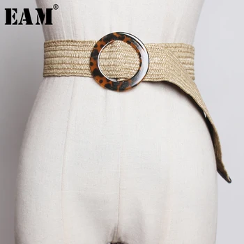 

[EAM] 2020 New Spring Summer Knittting Buckle Split Joint Personality Long Wide Belt Women Fashion Tide All-match JT469