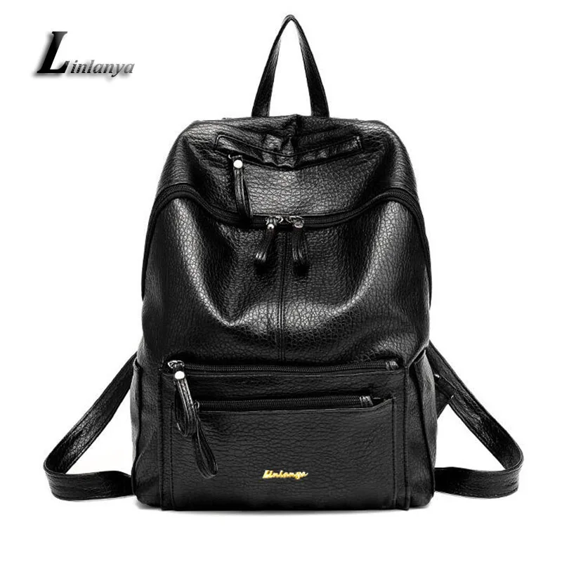 Women Novelty Luxury Knapsack Ladies Tide Black Rucksack Female Pu