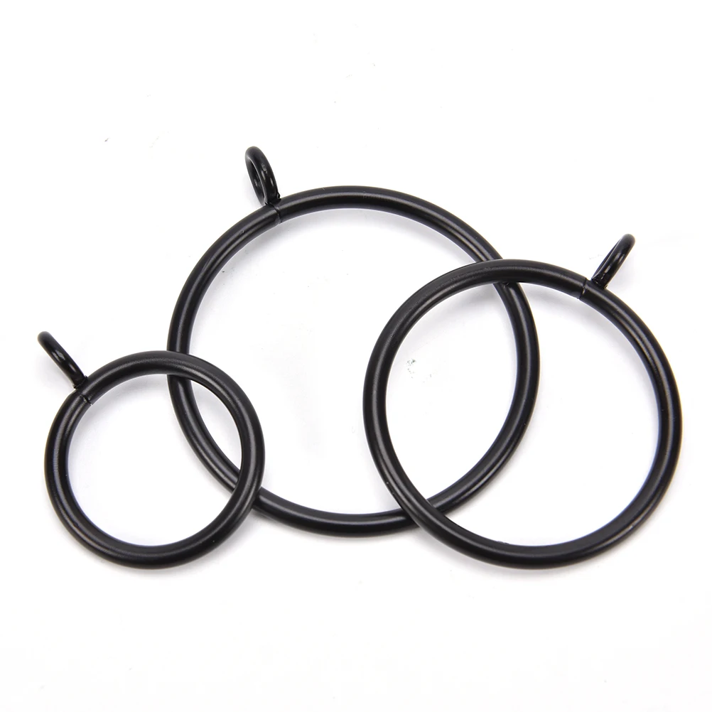 Curtain accessories 10pcs Curtains And Rods 5 Sizes Black Metal Curtain Rings Hanging Rings