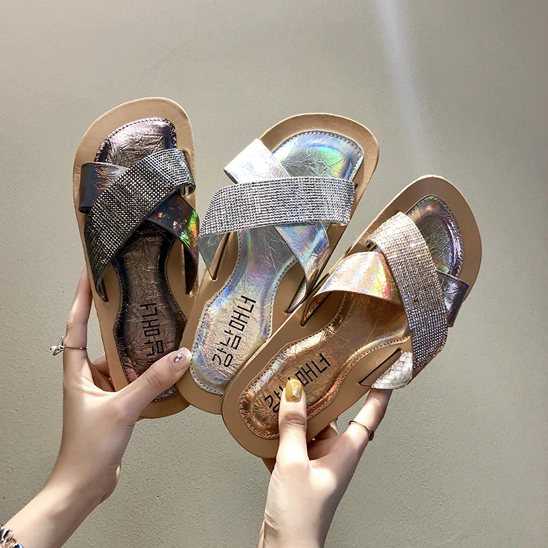 Женские сандалии шлепки коллекция 2019 года летняя стильная обувь на плоской