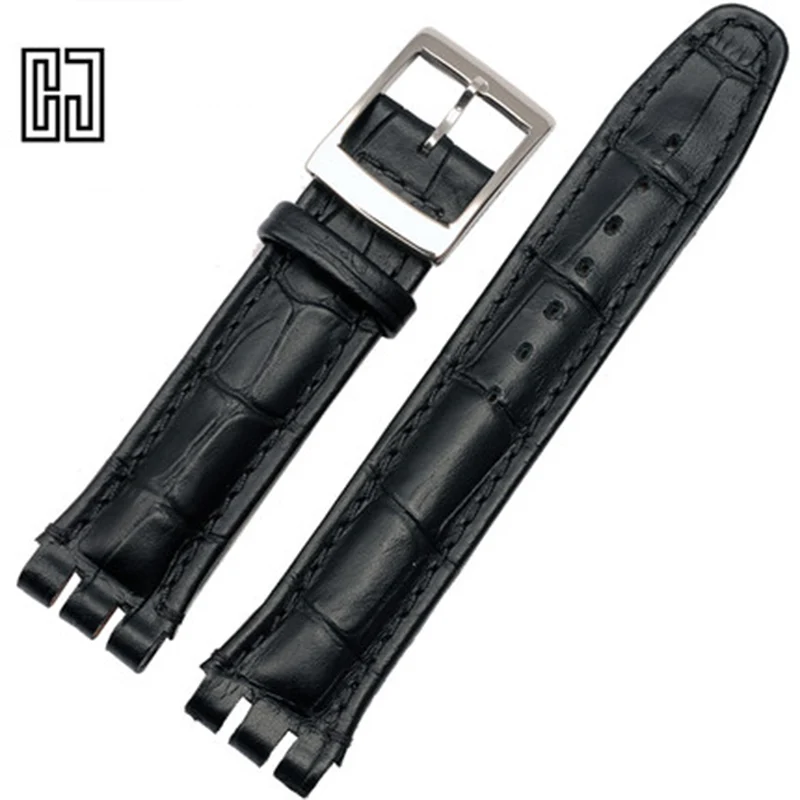Новый итальянский кожаный ремешок для часов Swatch на запястье 17 19 21 23 мм Ремни Clafskin