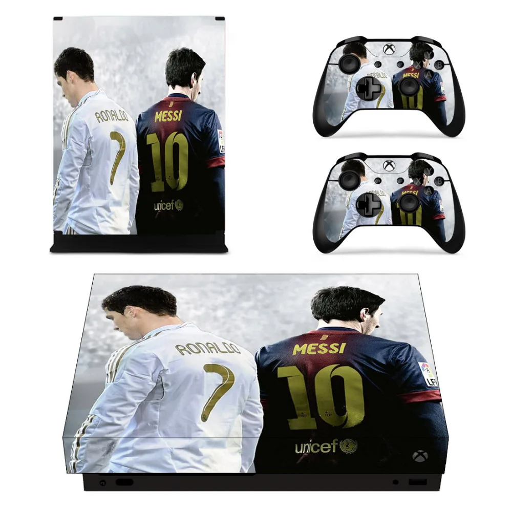 

Cristiano Ronaldo and Messi Skin Sticker Decal For Microsoft Xbox One X Console and 2 Controllers For Xbox One X Skin Sticker