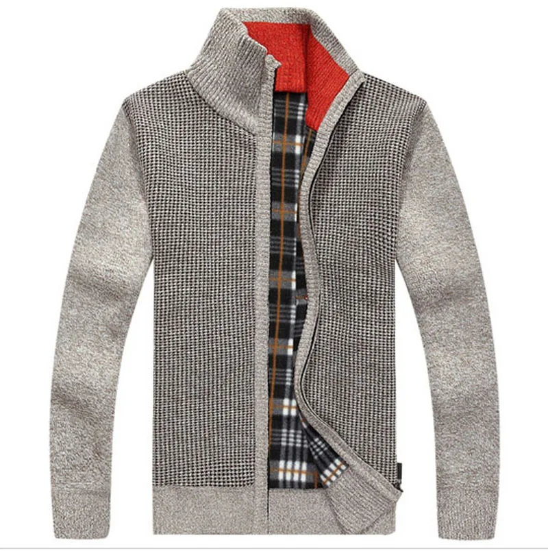 Warm Thick Velvet Cashmere Sweaters Men Winter Cardigan