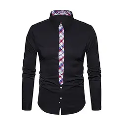 Gresanhevic Мужская Новый 2018 зимняя одежда с длинными рукавами с лацканами Slim Fit Повседневная с принтом в клетку рубашка Топ