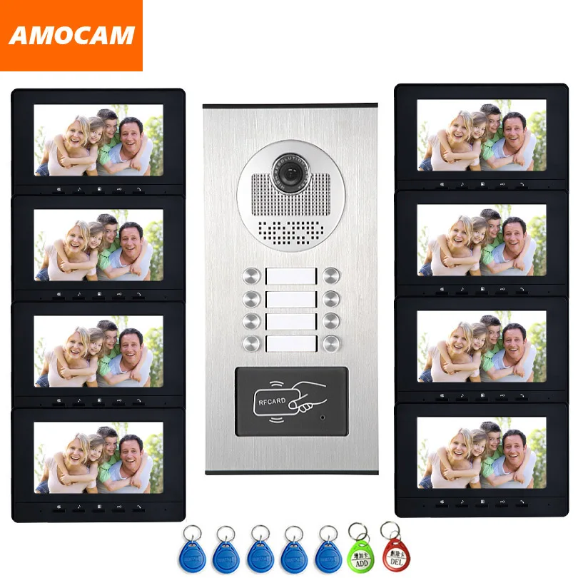 7'' Monitor Video Intercom RFID Camera Video Doorbell with