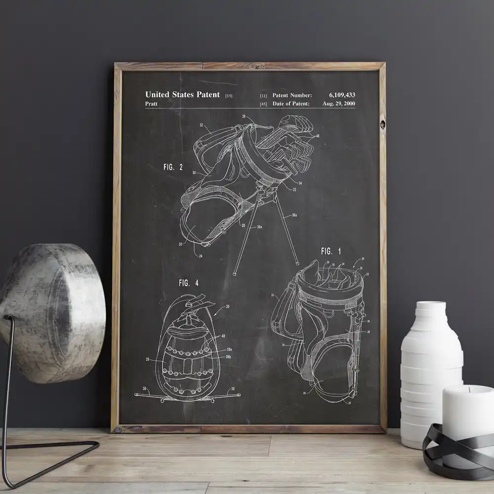 Golf Walking Bag Patent Golf Wall Art Posters Room Decor