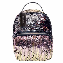 MOJOYCE New Arrival Women All-match Bag PU Leather Sequins Backpack Girls Small Travel Princess Bling Backpacks