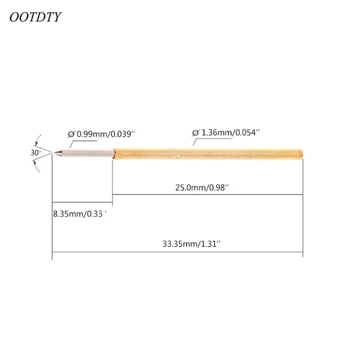 OOTDTY 100 шт. пружина зонд Pogo Pin P100-B1 Диаметр 1,36 мм длина 33,35 мм