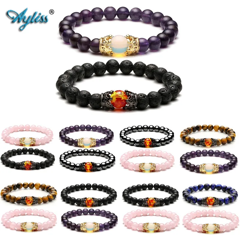 Ayliss Latest 1 Pair King Queen Crown Distance Couple Bracelets