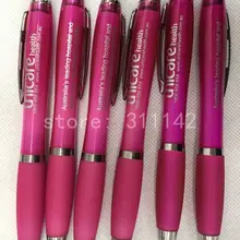 Горячая Распродажа конкурентоспособная цена роликовая шариковая ручка прозрачная розовая рекламная пластиковая ручка фирменный логотип