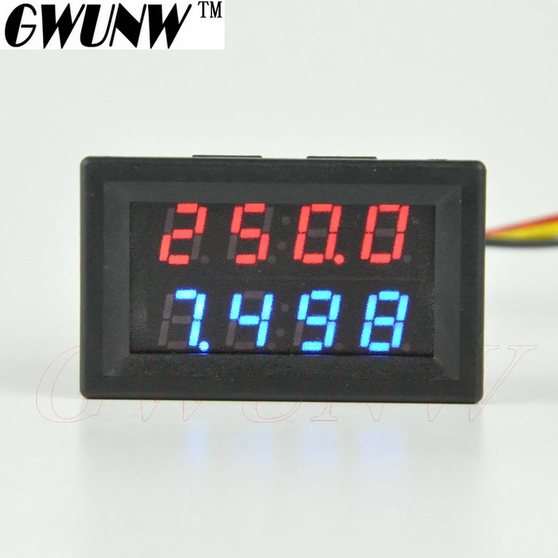 

GWUNW BY42A 500V 10A DC 4 BIT Digital Voltage Ammeter Current Tester Meter Voltmeter Dual Display Red Blue Green LED