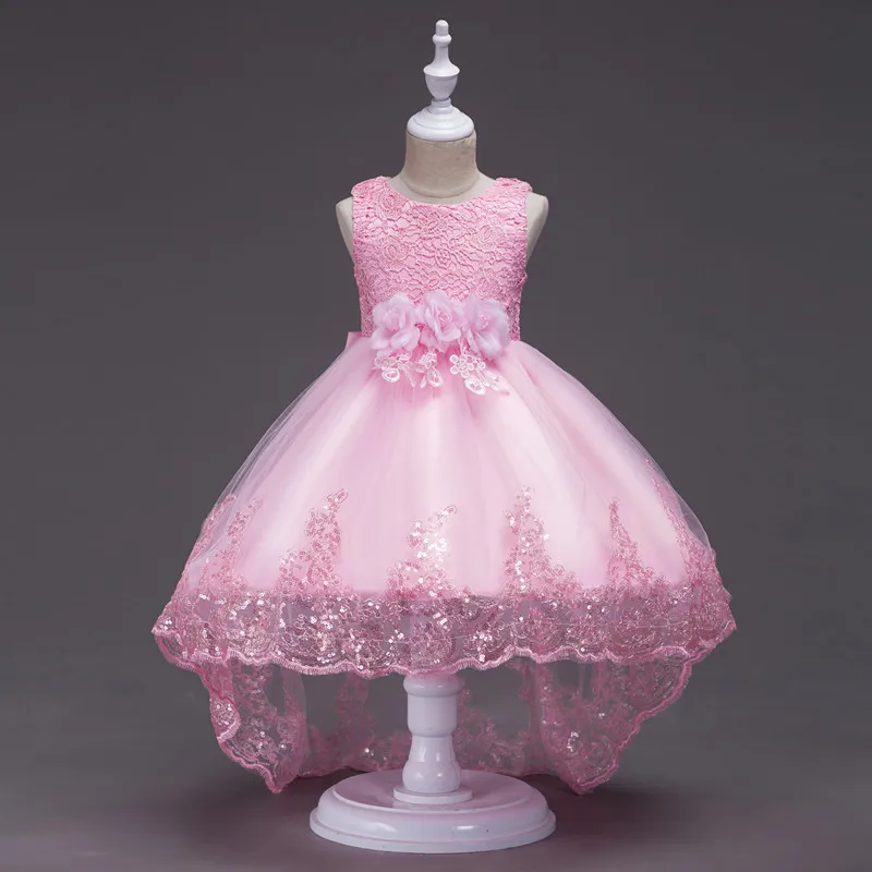 

BAHEMAMI Girls Wear 2018 Children's Clothing New Lace Party Dresses Dress Children's Dress Princess Tail Girls Dress