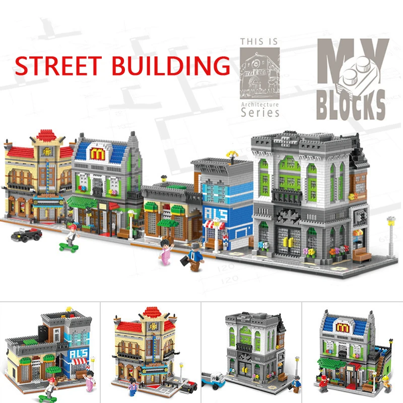 

Scene Simulation Building Blocks Small Particles Combination 4 Urban Street View Educational Toys Mini Bricks For Children