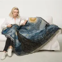 Новое художественное одеяло для дивана с принтом звездного неба, одеяло с абстрактным рисунком, вязаное покрывало для дивана, полотенце, ковер с кисточками, гобелен, женские шали