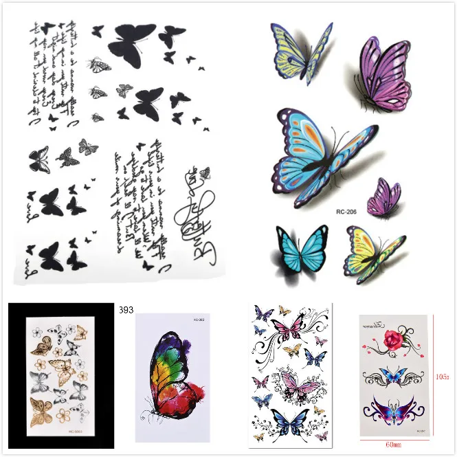 

3D Butterfly Tattoo Decals Body Art Decal Flying Butterfly Waterproof Paper Temporary Tattoo