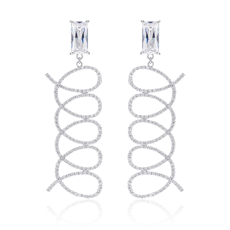 

XIUMEIYIZU Fashion Jewelry Clear white cubic Zircon earrings elegant geometry dangle earrings for women