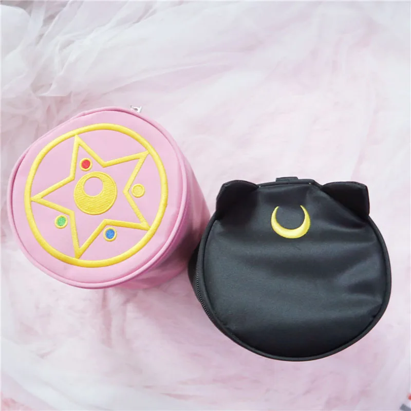 

anime Sailor Moon Crystal Star Compact luna cat Pouch travel Cosmetic bag Carrying case mini bag