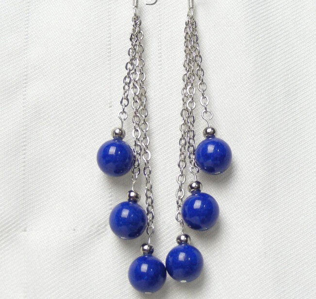 

FREE shipping>>>>AAA 100% NATURE ROUND LAPIS LAZULI EARRING