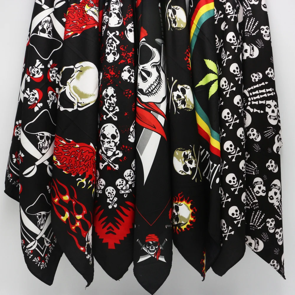 Polyester Pirates Skull Leaves Reggae Bandanas Men Hiphop Headband Headscarf Women Neckerchief Headwear Handkerchief