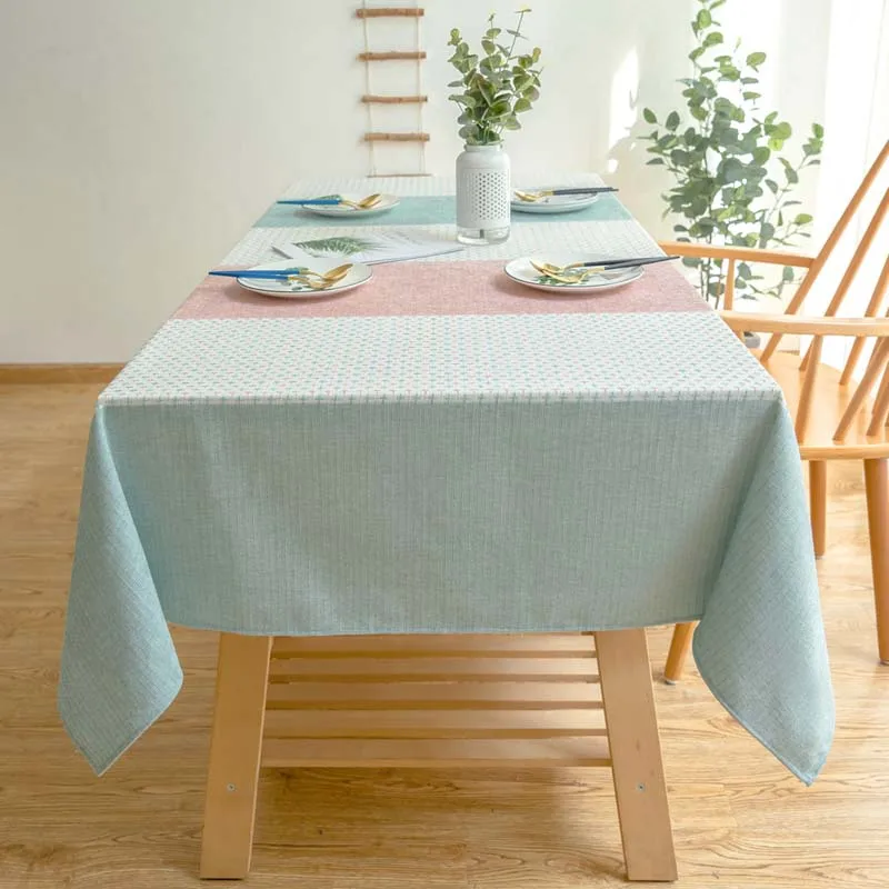 Europe Green Kitchen Waterproof Table Cloth Stripe Rectangular Dining Table Cover End/Tea Table Coat Obrus Tafelkleed mesa nappe